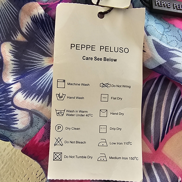 Peppe Peluso Boho Halter Dress L Bright Abstract Print Tiered Ruffle Summer - Picture 11 of 16